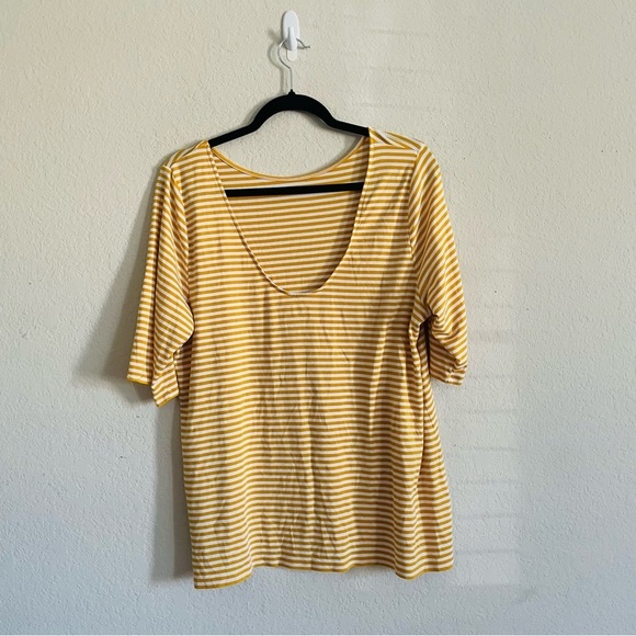 Old Navy woman’s fitted yellow striped top size XXL low back casual everyday - Picture 5 of 7